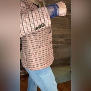 CLASSIC SHETLAND BLAZER - PLAID | Talbots Women's Blazer in Pink and Brown Check